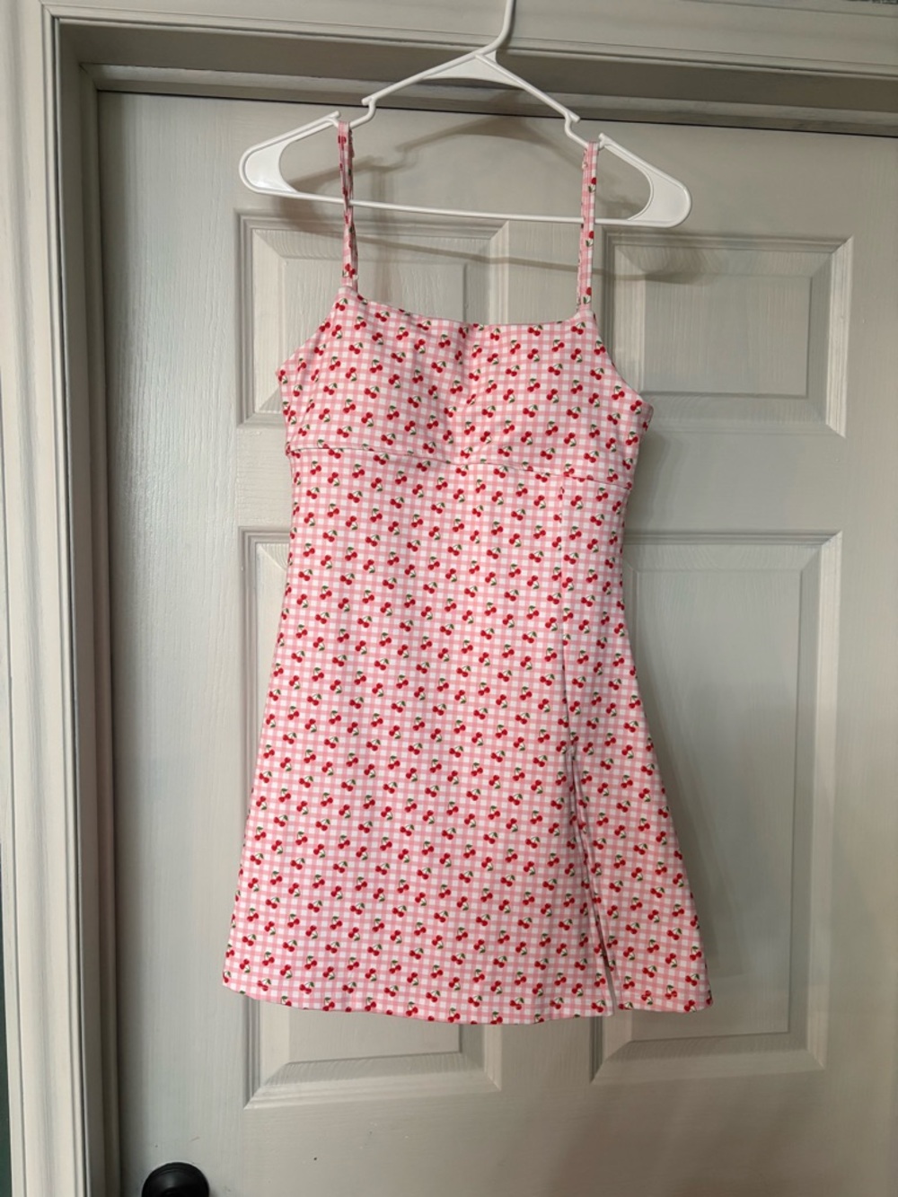 Pink Cherry Print Mini Dress